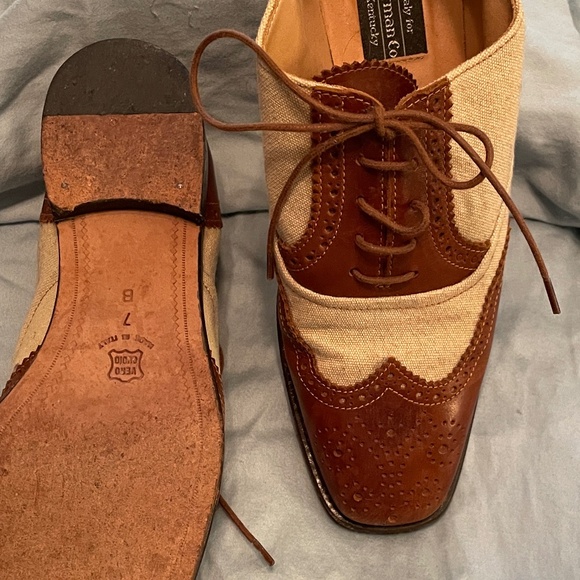 Spectator Shoes, J. Peterman, Tan & Cognac, US 7 UK 5 - Picture 1 of 5